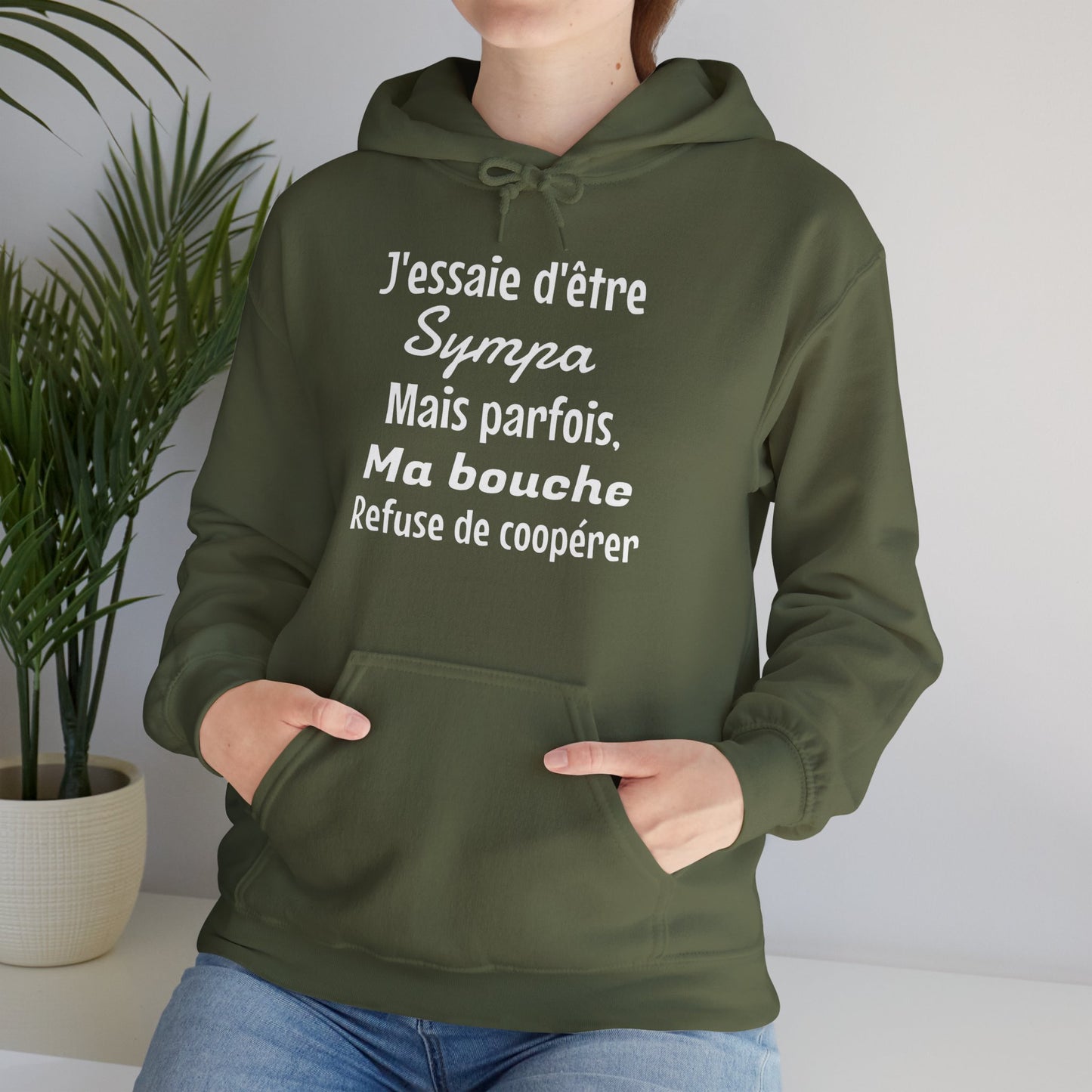 J'essaie d'être sympa mais parfois, ma bouche refuse de coopérer - Unisex Sweatshirt